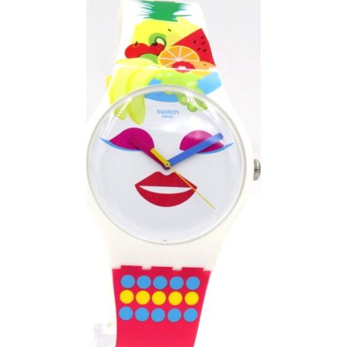 Swiss Swatch Originals SO Frutti White Silicone Watch 41mm SUOW121