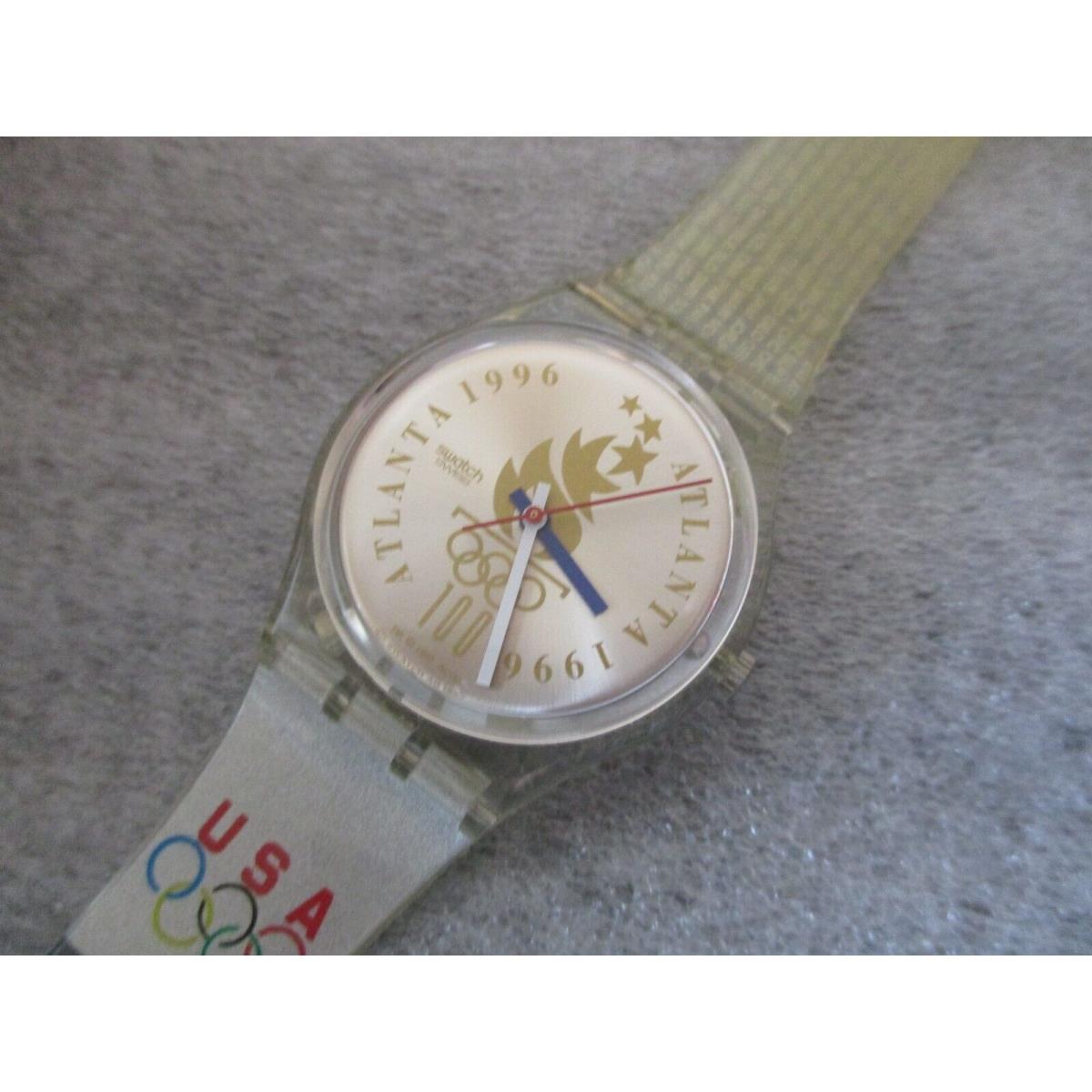 Nos Swatch 1996 Atlanta Usa Centennial Olympic Games Watch W/orig Case -new Batt