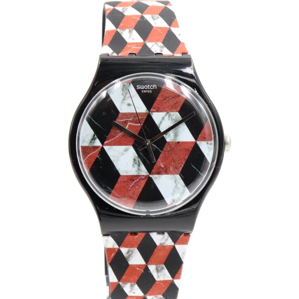 Swiss Swatch Originals Pavimento Black Multicolor Silicone Watch 41mm SUOB142