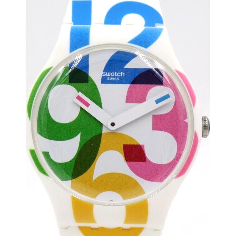 Swiss Swatch Originals Clokwise White Silicone Big Numbers Watch SUOW117