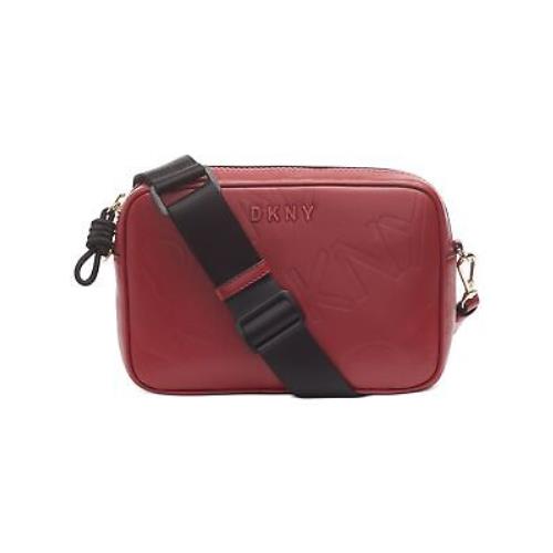 Dkny Women`s Red Printed Leather Adjustable Strap Shoulder Bag