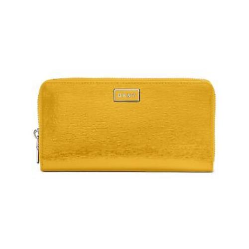 Dkny Women`s Yellow Leather Strapless Zip Around Wallet