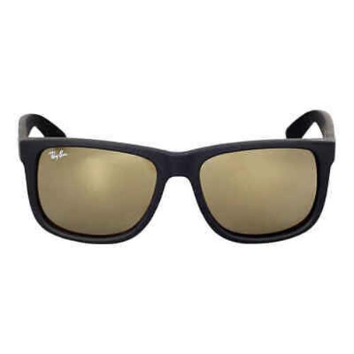 Ray Ban Justin Color Mix Gold Mirror Square Unisex Sunglasses RB4165 622/5A 54 - Frame: Black, Lens: Gold