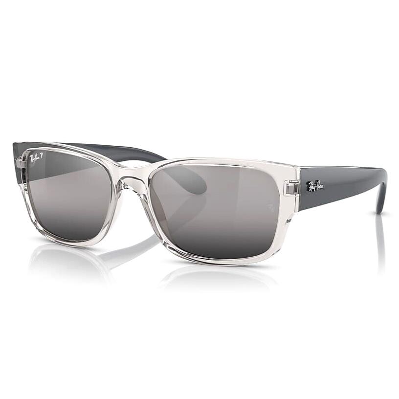 Ray Ban Sunglasses Pillow RB4388 6647G3 55-18 Transparent Grey Mirror Polarized