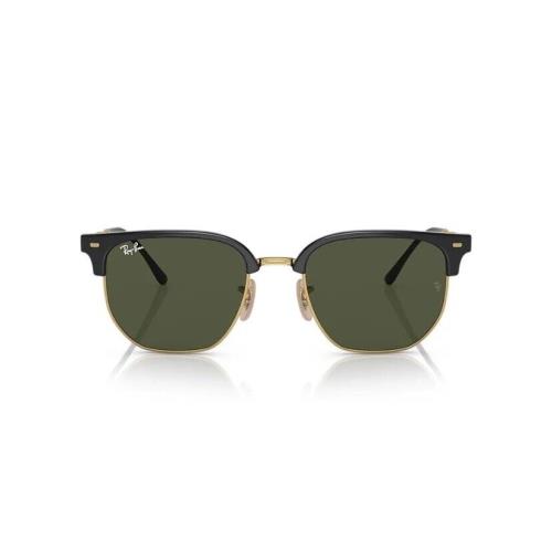 Ray Ban RB4416 Clubmaster 601/31 Black Gold Unisex Sunglasses 53-20-145 - Frame: Black, Gold, Lens: Green