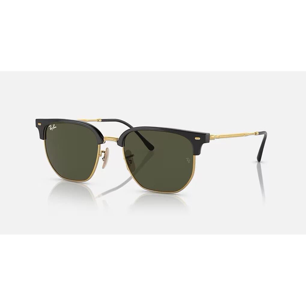 Ray Ban Clubmaster Sunglasses - 2024 - Black on Gold W/green - Frame: Gold, Lens: Green