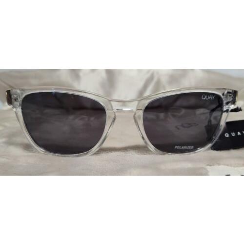 Quay Hardwire Mini Polarized Sunglasses Clear Frame/ Smoke Lenses