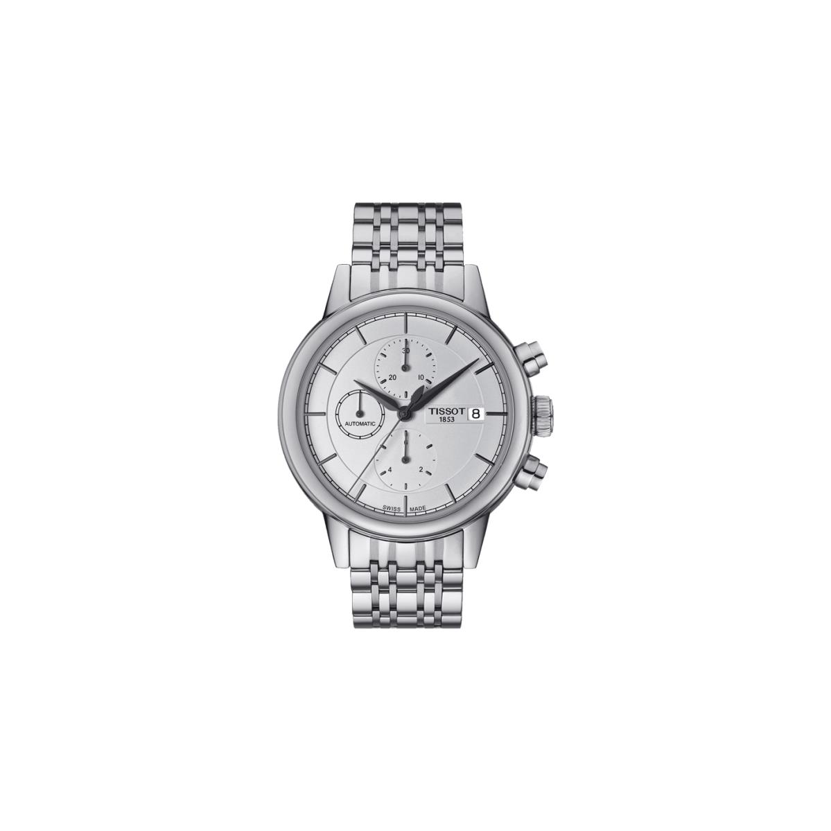 Tissot Carson Automatic Chronograph Stainless Steel 42mm Watch T0854271101100 - Dial: Silver, Band: Silver, Bezel: Silver