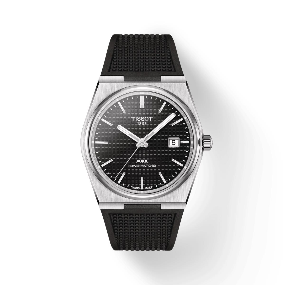 Tissot Prx Powermatic 80 40mm Automatic Black Rubber Watch T1374071705100