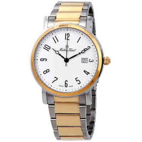 Mathey-tissot City Metal White Dial Men`s Watch HB611251MBG - Dial: White, Band: Two-tone (Silver-tone and Yellow Gold-Plated), Bezel: Silver-tone