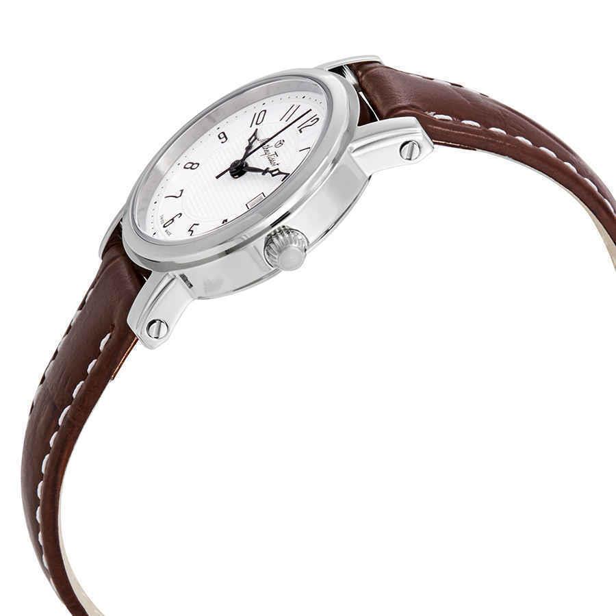 Mathey-tissot City White Dial Ladies Watch D31186AG - Dial: White, Band: Brown, Bezel: Silver-tone