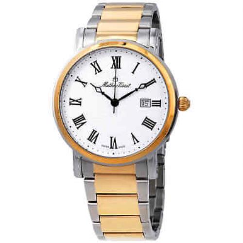 Mathey-tissot City Metal White Dial Men`s Watch HB611251MBR - Dial: White, Band: Two-tone (Silver-tone and Yellow Gold-Plated), Bezel: Silver-tone