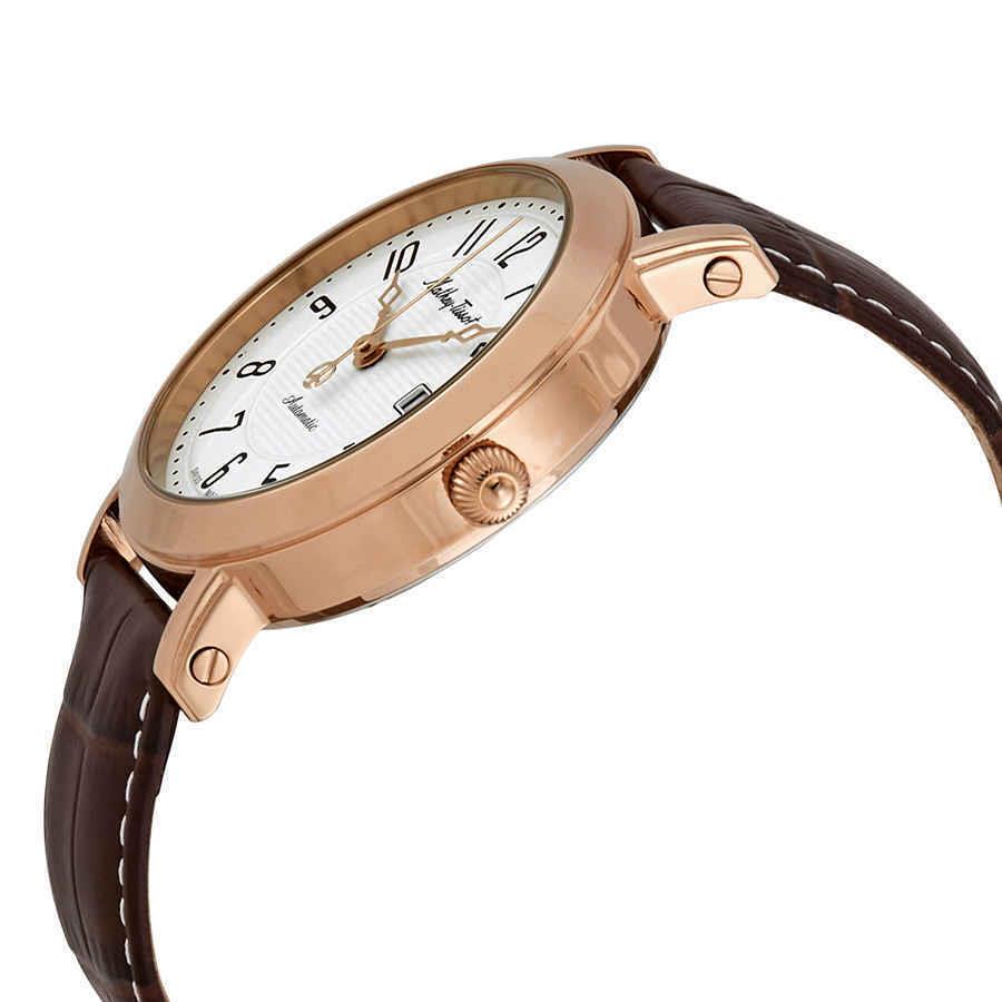 Mathey-tissot City Automatic White Dial Men`s Watch HB611251ATPG - Dial: White, Band: Brown, Bezel: Rose Gold PVD