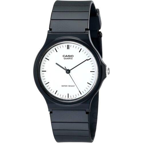 Casio Men`s Watch Classic Quartz White Dial Black Resin Strap MQ24-7E - Face: White, Dial: White, Band: Black