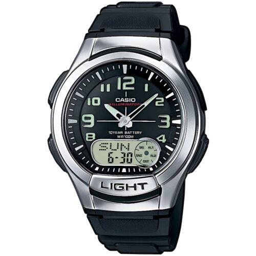 Casio Men`s Watch Databank Alarm Black Resin Strap Analog Digital AQ-180W-1B