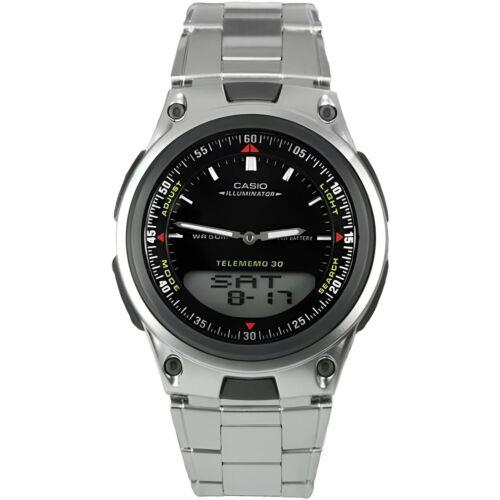 Casio Men`s Analog-digital Watch World Time Stainless Steel Bracelet AW-80D-1A