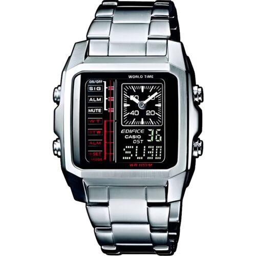 Casio Men`s Watch Edifice World Time Black Dial Bracelet Ana-digi EFA-124D-1AV