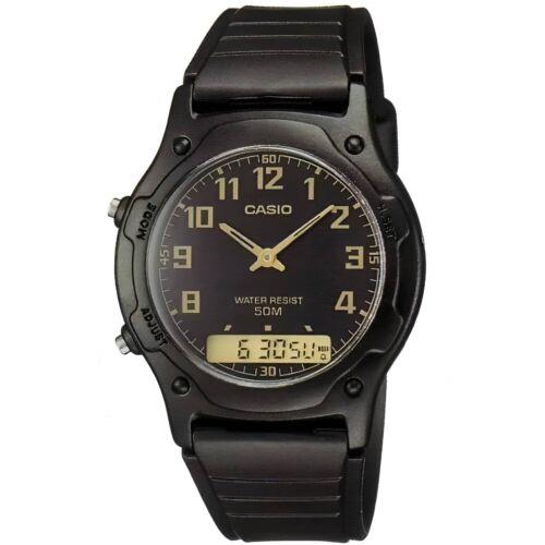 Casio Men`s Analog-digital Watch Chronograph Black Dial Resin Strap AW-49H-1B