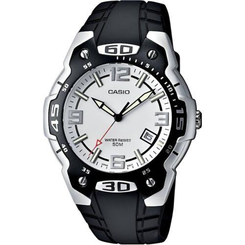 Casio Men`s Watch Collection Quartz White Dial Black Plastic Strap MTR-102-7A