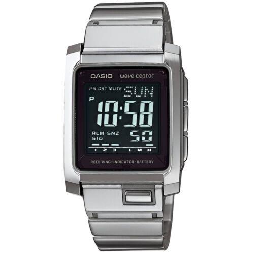 Casio Men`s Watch Wave Ceptor Alarm Black Digital Dial Silver Steel WV-300DA-7B