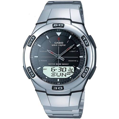 Casio Men`s Watch Wave Ceptor Black and Grey Analog-digital Dial WVA105HDA-1AV