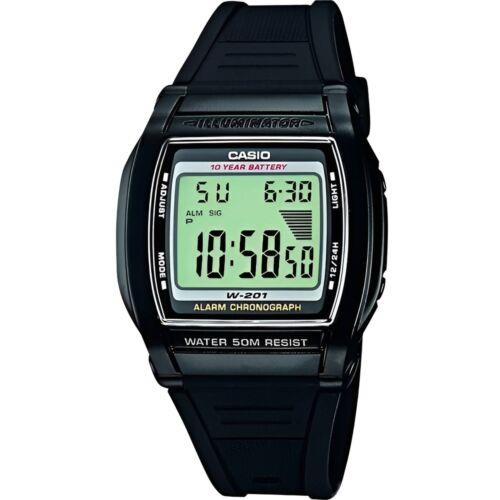 Casio Men`s Watch Quartz Digital Dial Black Resin Case Strap W-201-1A