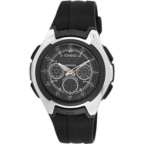 Casio Men`s Analog-digital Watch World Time Black Dial Resin Strap AQ-163W-1B1