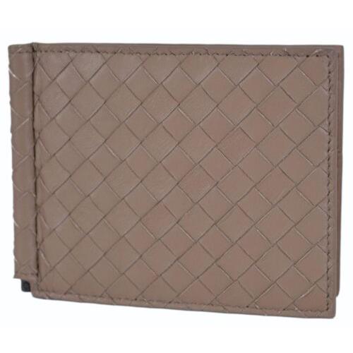 Bottega Veneta Men`s 390877 Woven Leather Bifold Wallet with Bill Clamp