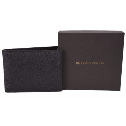 Bottega Veneta Men`s Black Catalano Leather Bifold Wallet W/coin Pocket