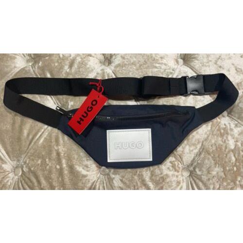 Hugo Boss Hugo Big Front Logo Belt Bag Banana Fanny Pack Unisex Travel Navy