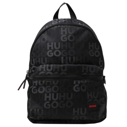 Hugo Boss Men Ethon Backpack Zipper Pocket Logo Pattern Black