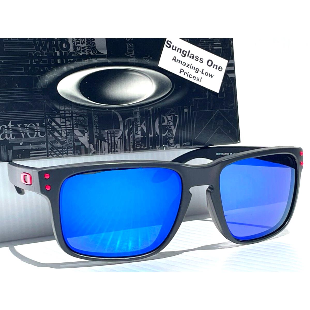 Oakley Holbrook Matte Black Ducati Red Polarized Galaxy Blue Lens Sunglass 9102