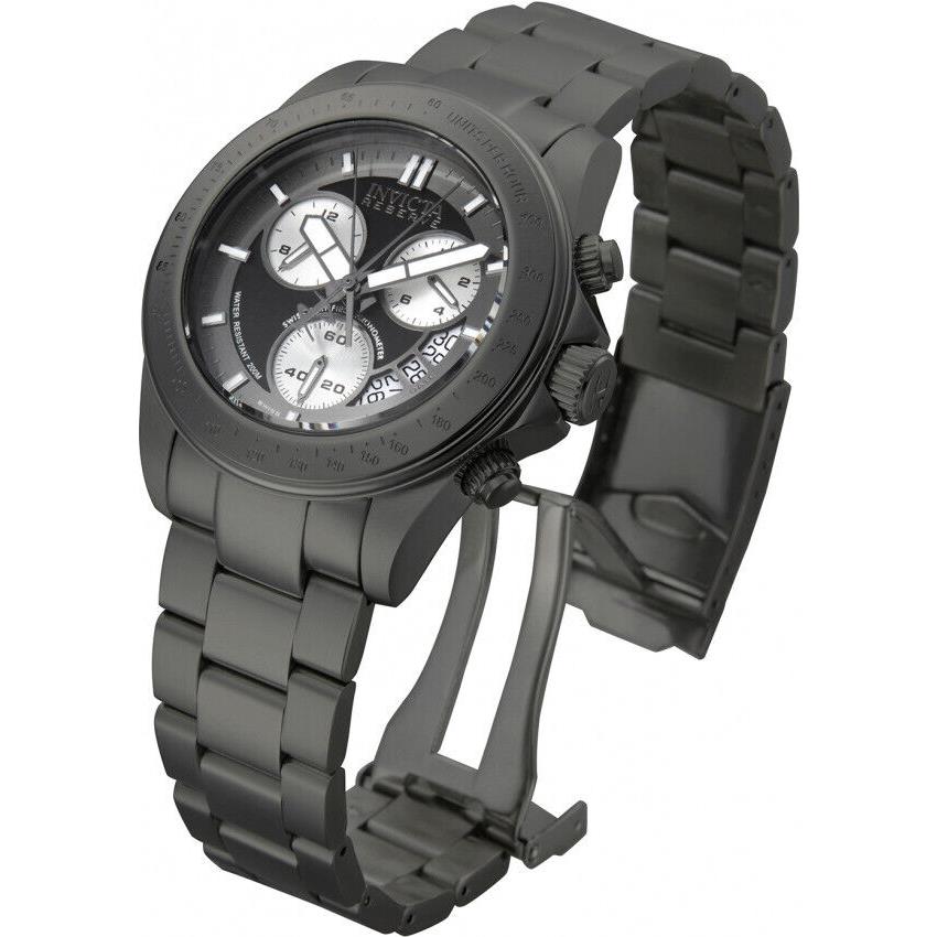 Invicta 17195 Speedway Cosc Swiss Made Eta 251.264 27 Jewel Chronometer Watch - Dial: Black, Band: Gunmetal, Bezel: Gunmetal