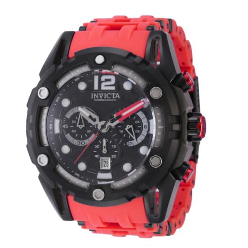 Invicta Sea Spider Armored Sentinel Men`s 52mm Red Chronograph Watch 43772 - Dial: Black, Band: Red, Bezel: Black