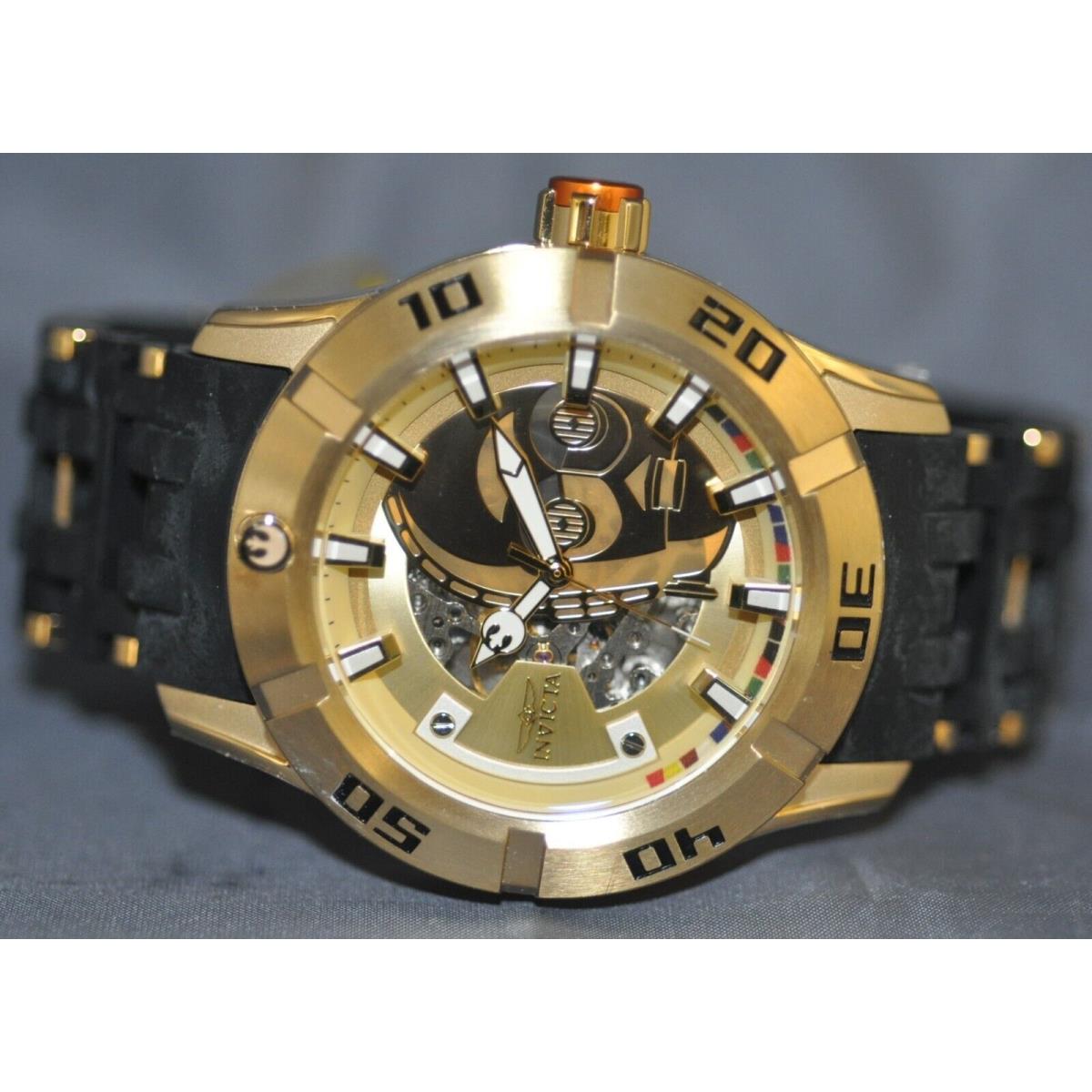 Invicta Star Wars C-3PO Automatic Gold Dial Gold Steel Black Poly Watch 26550