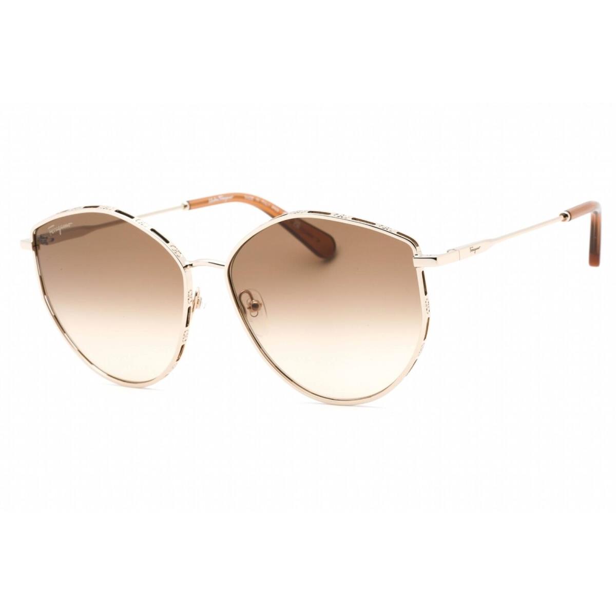 Salvatore Ferragamo Women`s Sunglasses Gold/caramel Full Rim Frame SF264S 796