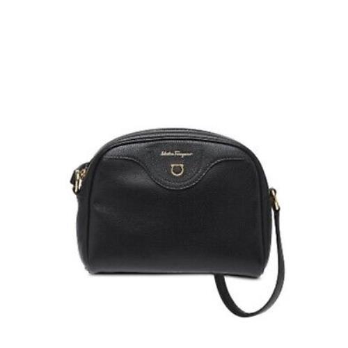 Salvatore Ferragamo Women`s Black Solid Adjustable Strap Crossbody Handbag Purse