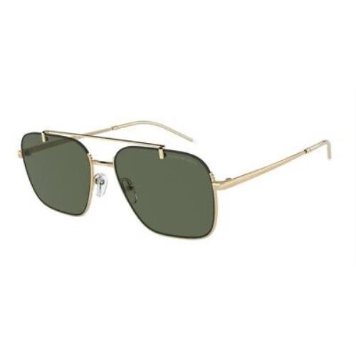Emporio Armani EA2150 301371 Shiny Pale Gold Dark Green 57 mm Men`s Sunglasses