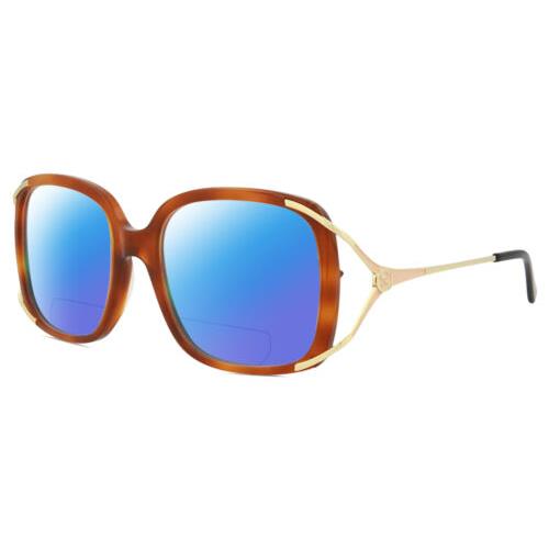 Gucci GG0648O-003 Women`s Polarized Bifocal Sunglasses Brown Havana 55 mm 41 Opt Blue Mirror