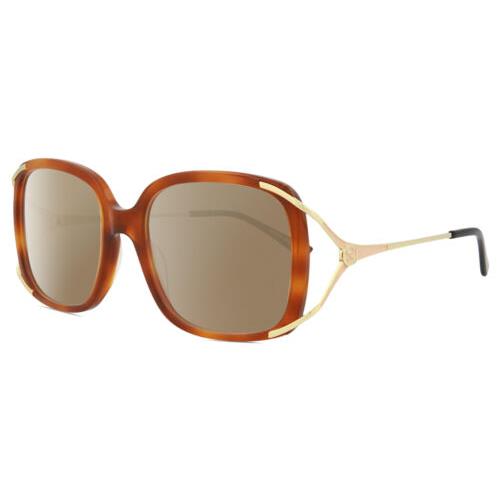 Gucci GG0648O-003 Womens Polarized Sunglasses Brown Havana Gold Black 55mm 4 Opt Amber Brown Polar