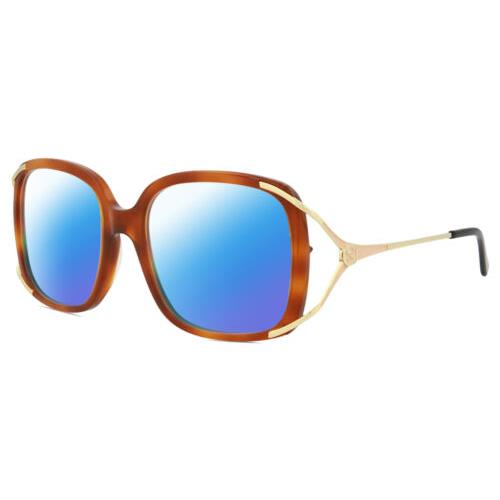 Gucci GG0648O-003 Womens Polarized Sunglasses Brown Havana Gold Black 55mm 4 Opt Blue Mirror Polar