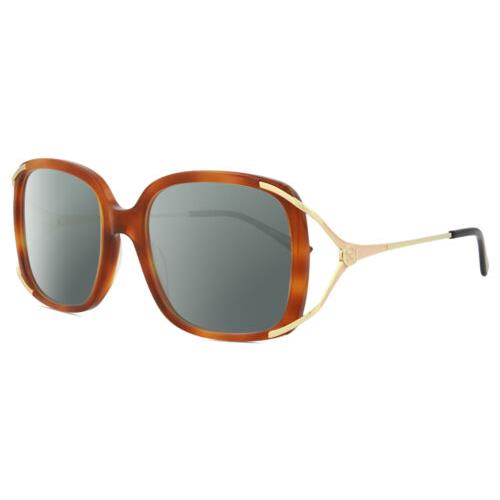 Gucci GG0648O-003 Womens Polarized Sunglasses Brown Havana Gold Black 55mm 4 Opt Smoke Grey Polar