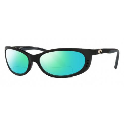 Costa Del Mar Fathom Mens Oval Polarized Bifocal Sunglasses in Black 61mm 41 Opt Green Mirror
