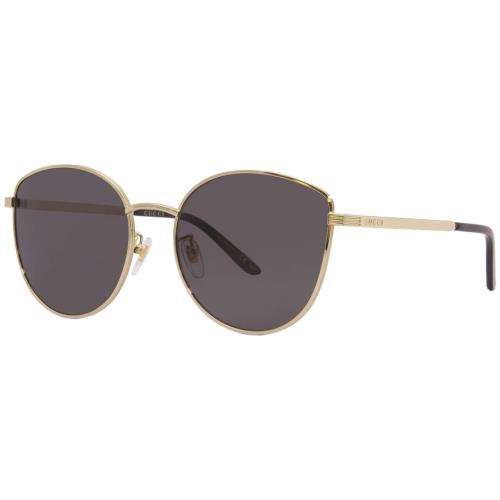 Gucci GG0807SA-001 Unisex Cat Eye Designer Sunglasses Shiny Gold Black/grey 58mm