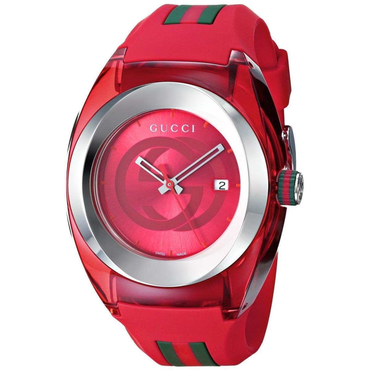 Gucci Sync Xxl 46mm YA137103 Red Rubber Band Red Dial Unisex Watch - Dial: Red, Band: Red