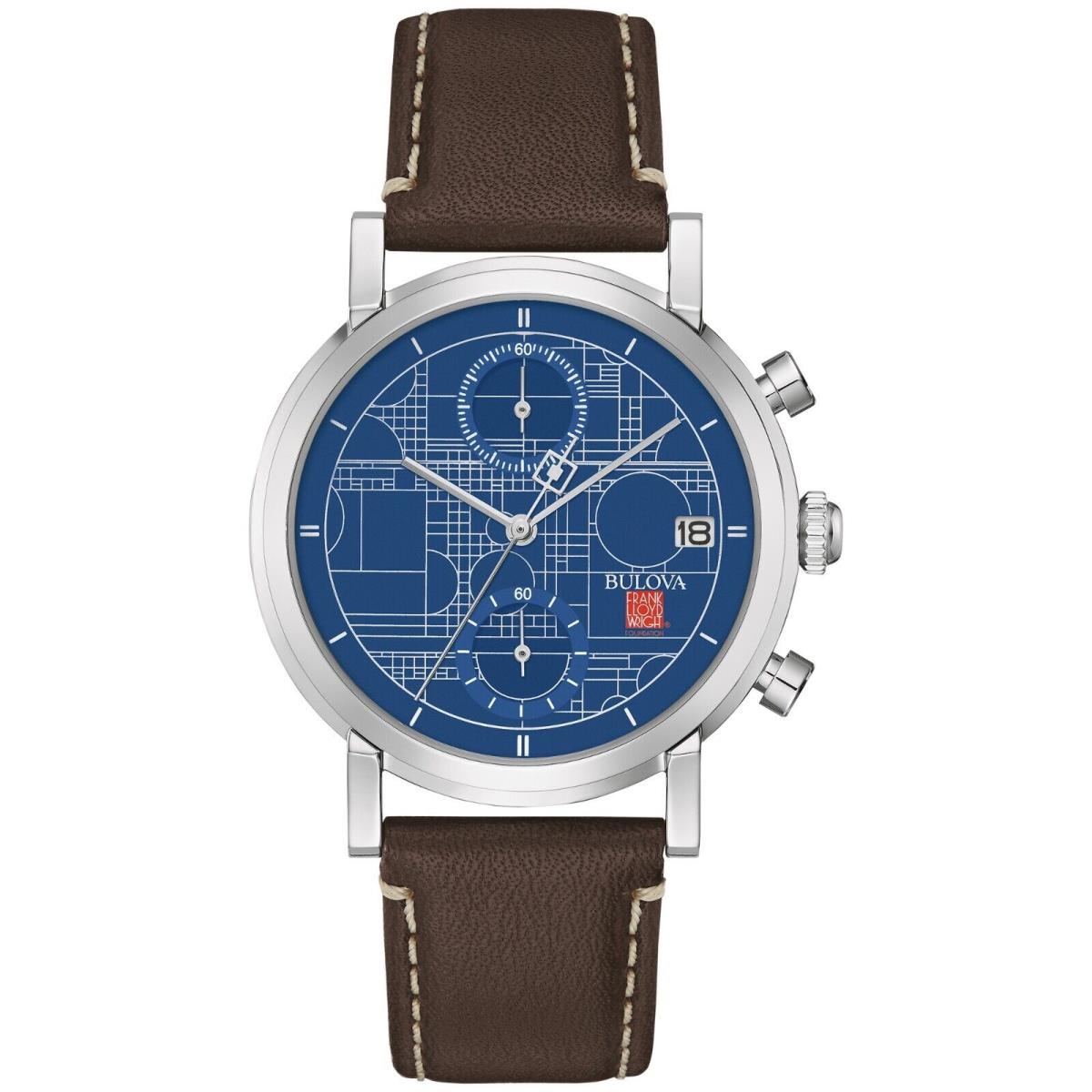 Bulova Frank Lloyd Wright Blueprint Chronograph Quartz Men`s Watch 39 MM 96B367
