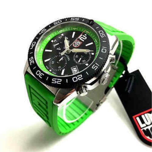 Men`s Luminox Pacific Diver Chronograph Green Strap Swiss Watch 3157.NF - Green