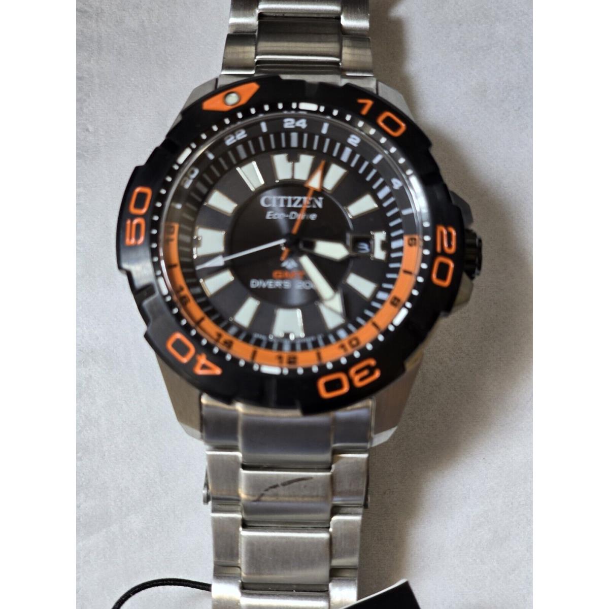 Citizen Promaster Gmt Men`s S/s 44mm Diver`s Watch B877-R012835 Black Orange