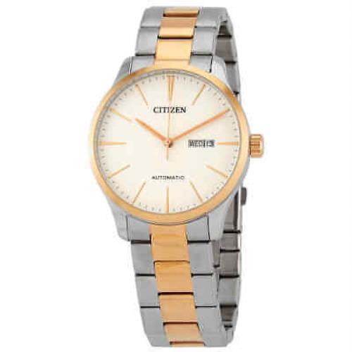 Citizen Mechanical Automatic Ivory Dial Men`s Watch NH8356-87A - Dial: Ivory, Band: Two tone (Silver-tone and Rose Gold-tone), Bezel: Silver-tone