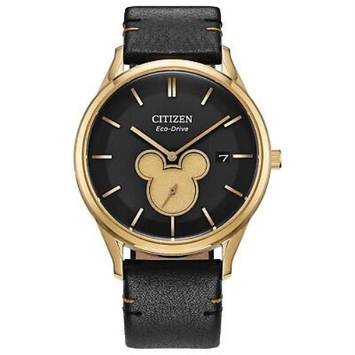 Disney Citizen Watches Eco Drive Wrist Watch Mickey Mouse Gold Ladies Mens Black